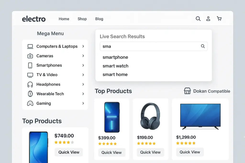 Electro WordPress theme features for electronics stores