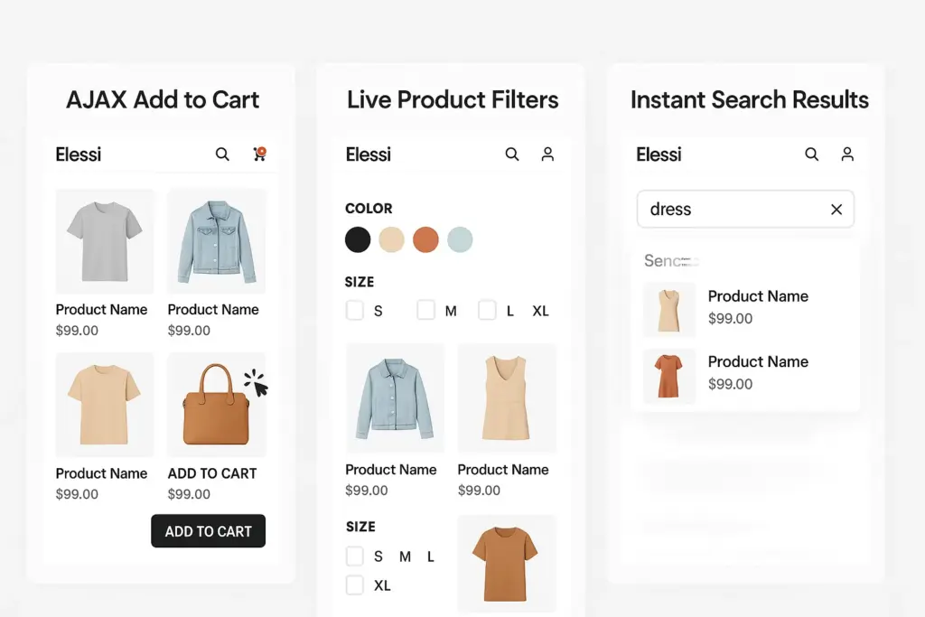 Elessi WordPress theme AJAX features in action
