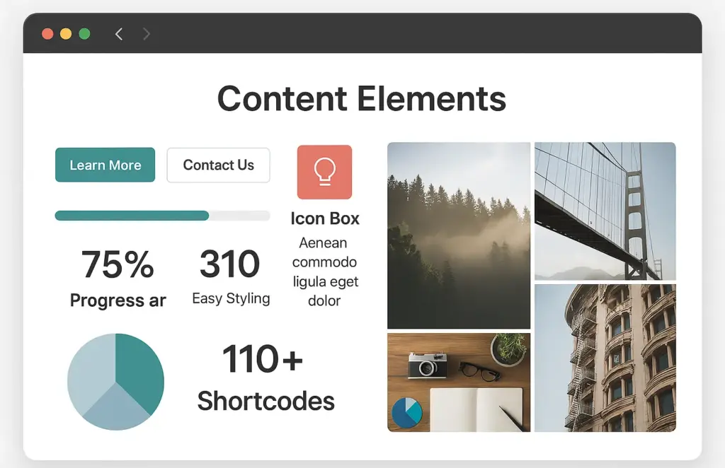 Examples of Intense WordPress plugin shortcodes and content elements, download Intense
