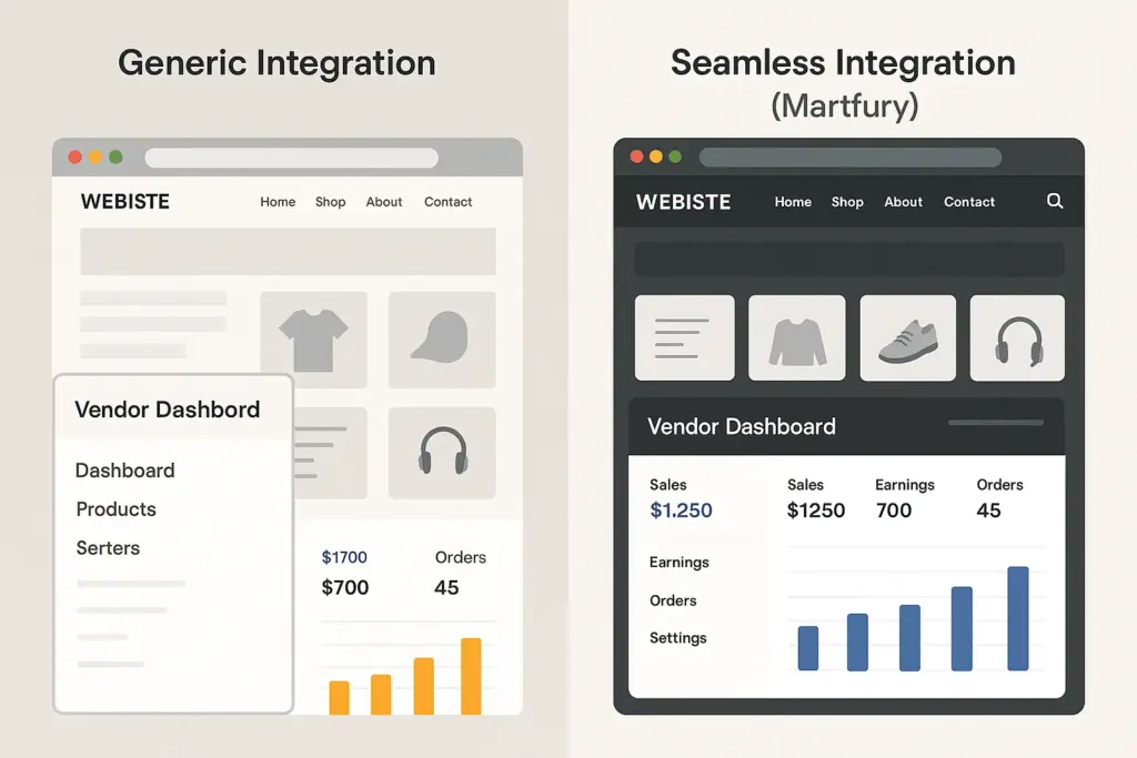 Marketplace integration comparison when you download Martfury theme
