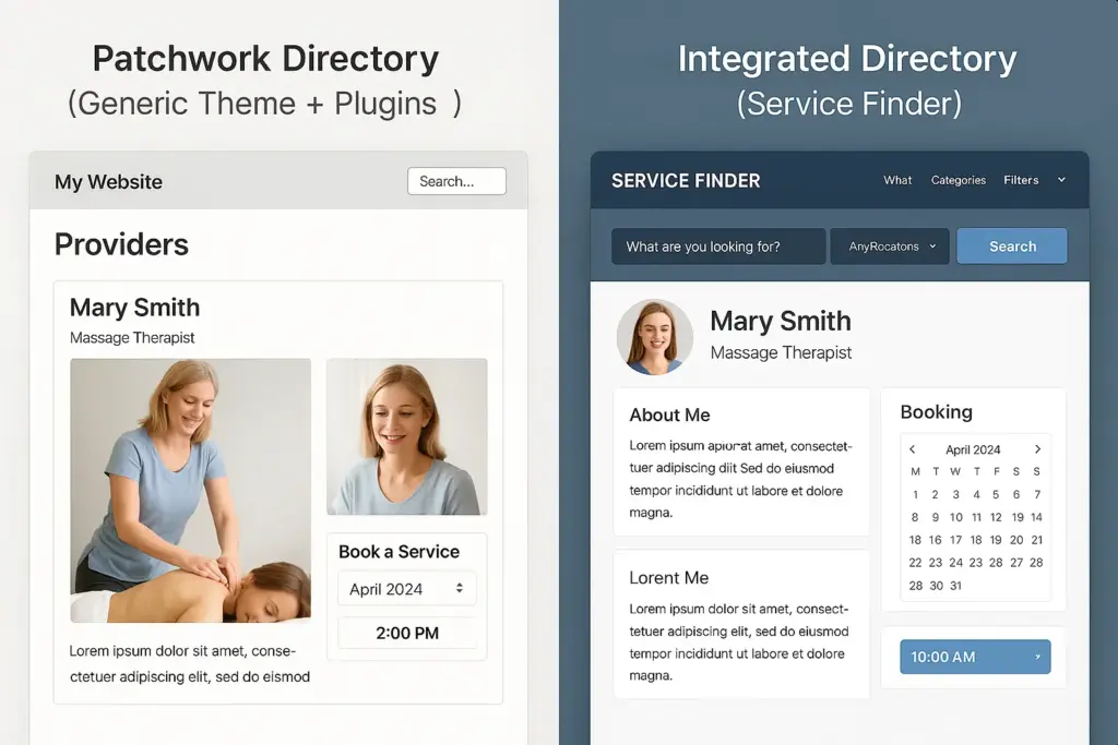 Benefit comparison when you download Service Finder theme vs generic themes