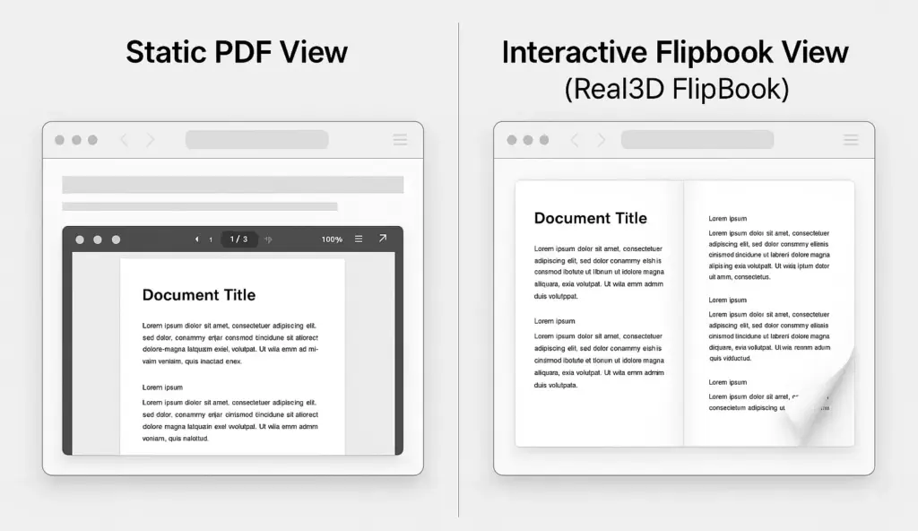 Real3D FlipBook WordPress plugin features and page turn effect