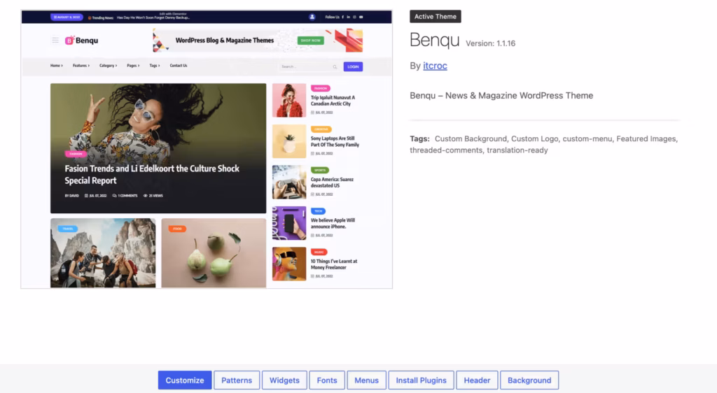 the Elementor page builder integration interface in Benqu — the strongest first-hand evidence this page can carry.