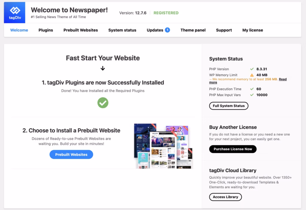 the tagDiv Composer frontend page builder (included) interface in Newspaper — the strongest first-hand evidence this page can carry.