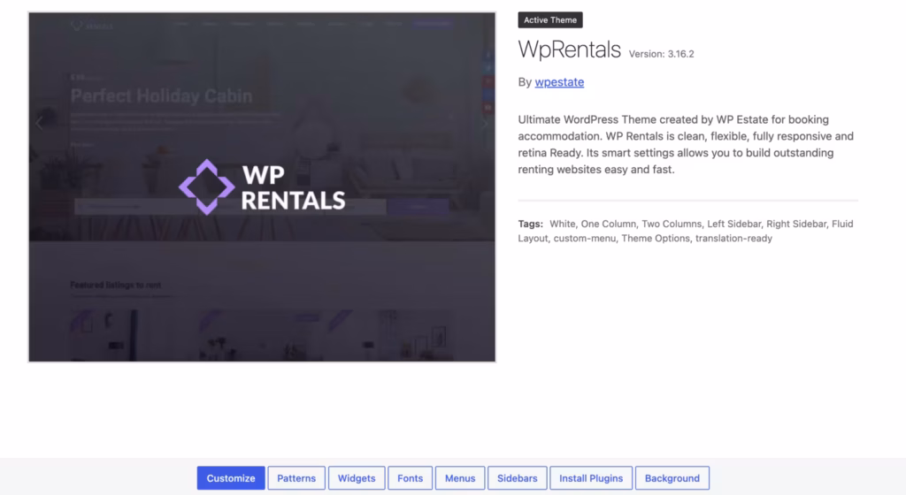 he Property listing management interface in WP Rentals — the strongest first-hand evidence this page can carry.