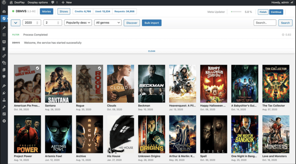 the Movie and TV show website building interface in DooPlay — the strongest first-hand evidence this page can carry.